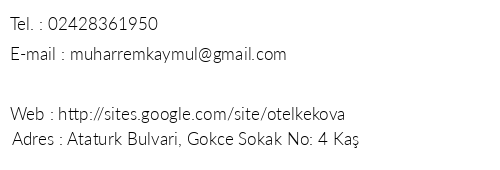 Kekova Hotel telefon numaralar, faks, e-mail, posta adresi ve iletiim bilgileri